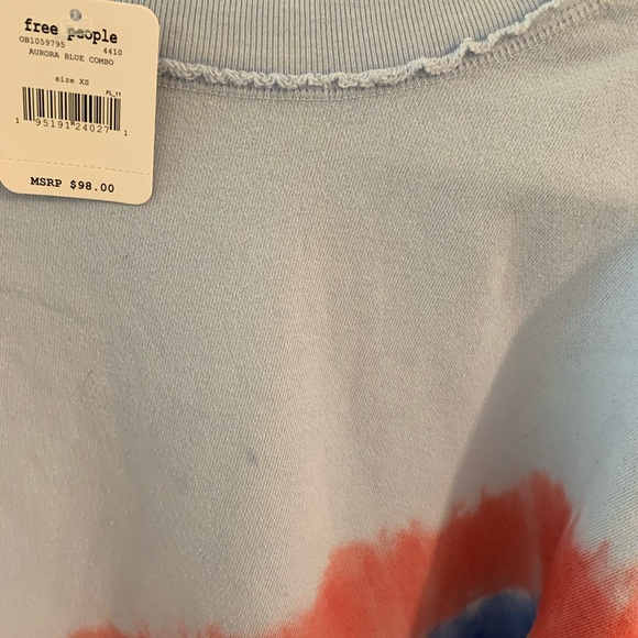 FREE PEOPLE Movement Metti Crew Sweatershirt Tie Dye Aurora Blue - Picture 4 of 4